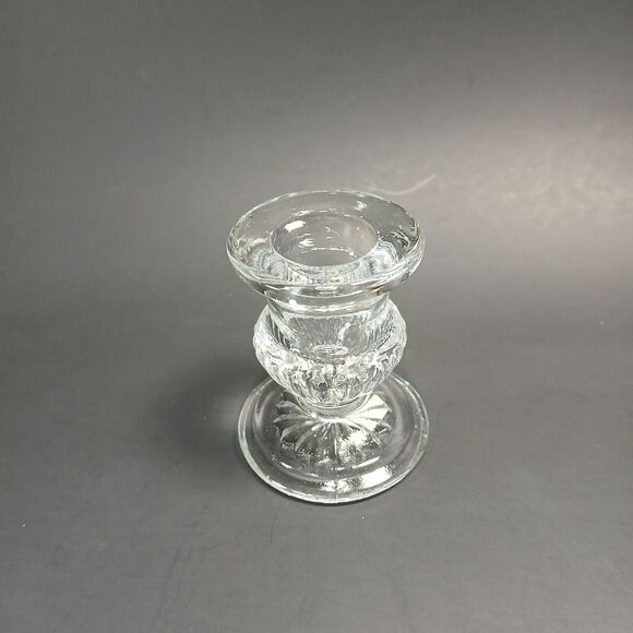 Vintage Clear Glass Tapered Candle Holder 2.5"Candlestick Colonial Candle Taiwan - Picture 3 of 6